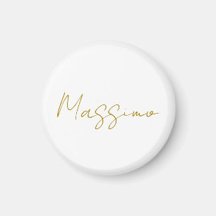 Gold Color Calligraphy Elegant Plain Name Magnet