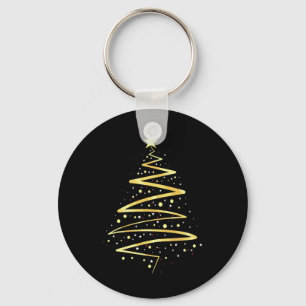 Gold Color Christmas Tree Design Key Ring
