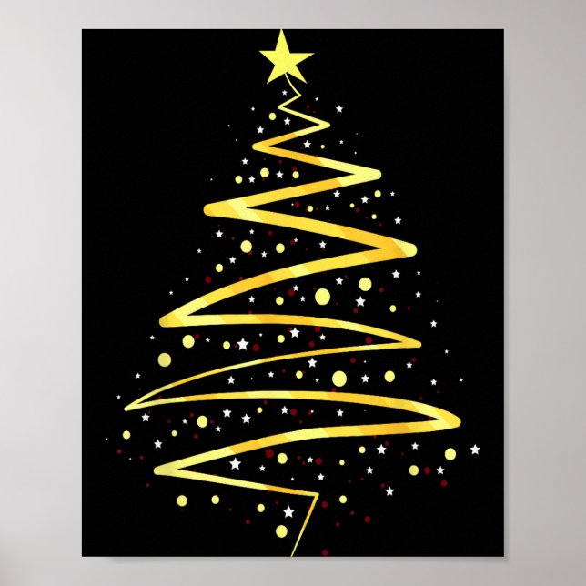 Gold Color Christmas Tree Design  Poster (Front)