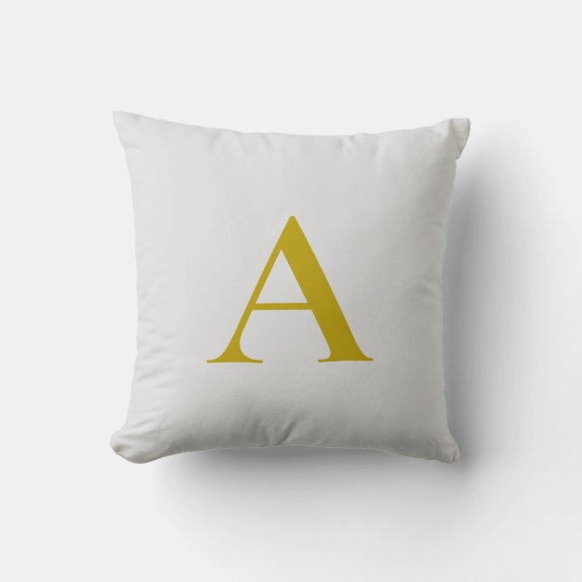 Gold Color Custom Monogram Initial Letter Cushion (Front)