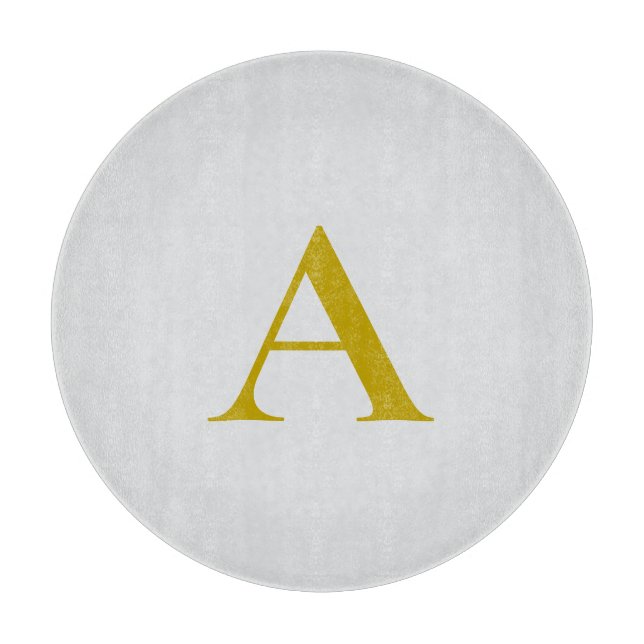 Gold Color Custom Monogram Initial Letter Cutting Board (Front)