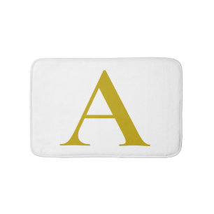 Gold Color Custom Monogram Initial Letter Plain Bath Mat