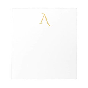 Gold Color Monogram Initial Professional White Notepad