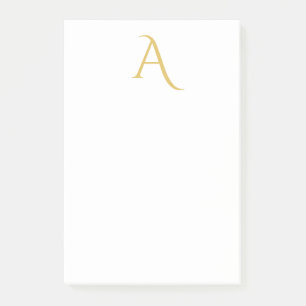 Gold Color Monogram Initial Professional White Post-it Notes