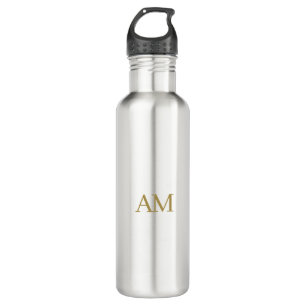 Gold Color Monogram Initials Calligraphy Pro 710 Ml Water Bottle