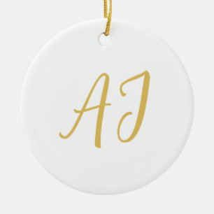 Gold Color Monogram Professional Classical Initial Ceramic Tree Decoration