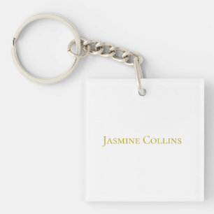 Gold Color Plain Minimalist Professional Name Key Ring