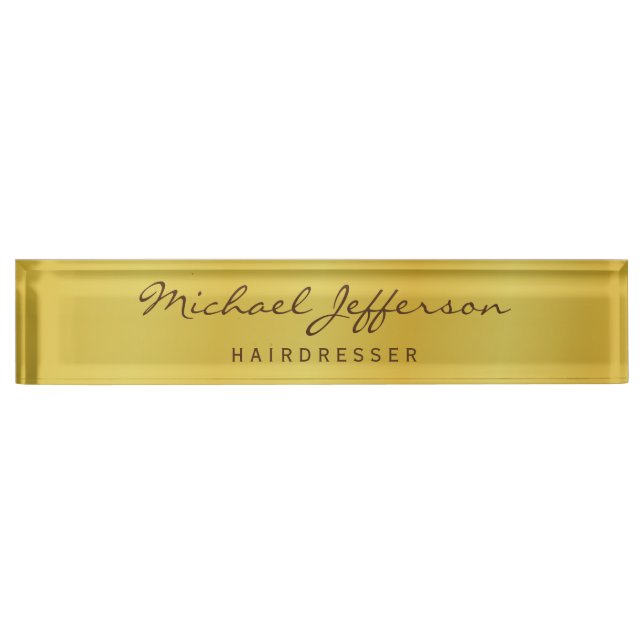 Gold Color Professional Handwriting Script Nameplate (Front)