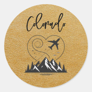 Gold Colorado Passport  Classic Round Sticker