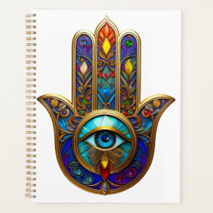 Gold Colorful Hamsa Turquoise Sapphire Third Eye Planner