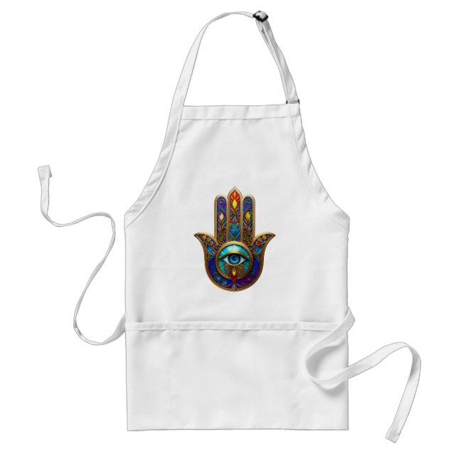 Gold Colorful Hamsa Turquoise Sapphire Third Eye  Standard Apron (Front)