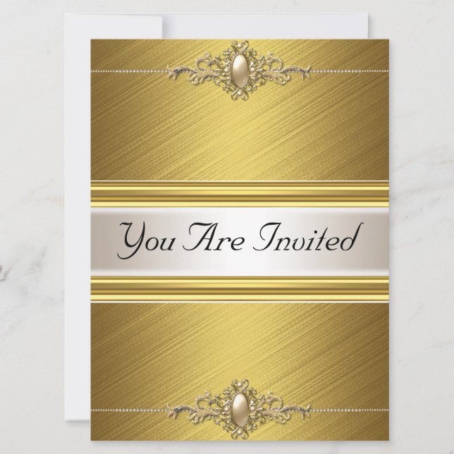 Gold Colour Birthday Party Invitation (Front)