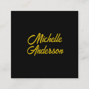 Gold Colour Black Modern Minimalist Handwrite Name Enclosure Card