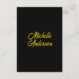 Gold Colour Black Modern Minimalist Handwrite Name Enclosure Card
