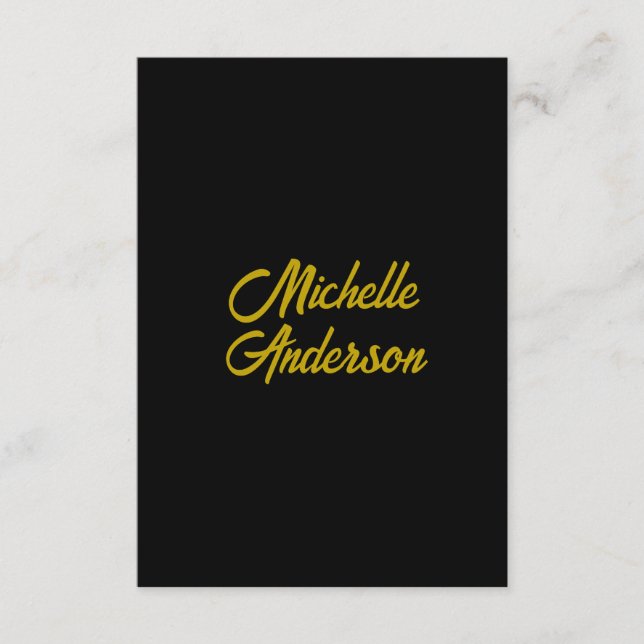 Gold Colour Black Modern Minimalist Handwrite Name Enclosure Card (Front)