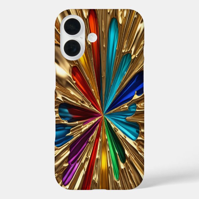 Gold & Colour Burst - iPhone 16 Cases (Back)