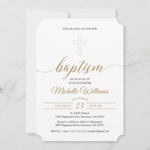 Gold Colour Calligraphy Baptism Invitation