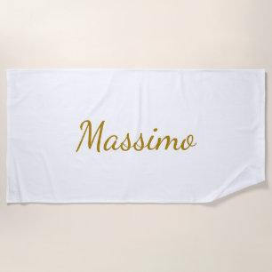 Gold Colour Calligraphy Elegant Plain Simple Name Beach Towel