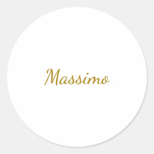 Gold Colour Calligraphy Elegant Plain Simple Name Classic Round Sticker