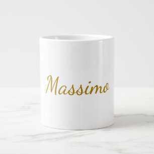 Gold Colour Calligraphy Elegant Plain Simple Name Large Coffee Mug