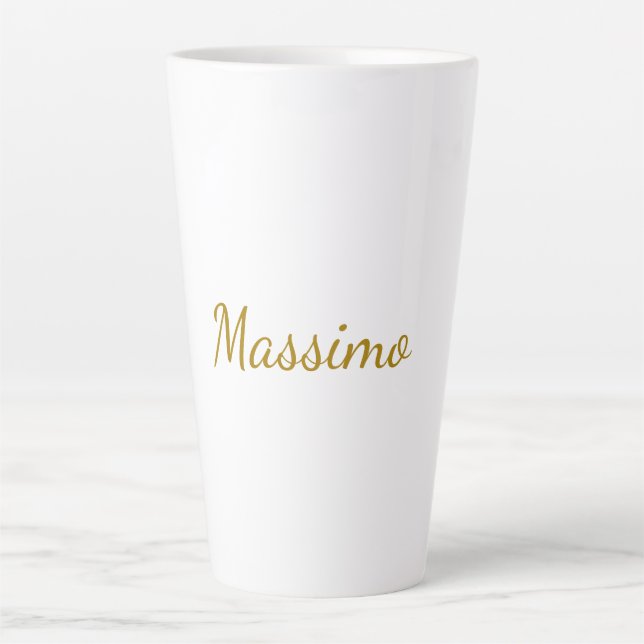 Gold Colour Calligraphy Elegant Plain Simple Name Latte Mug (Front)