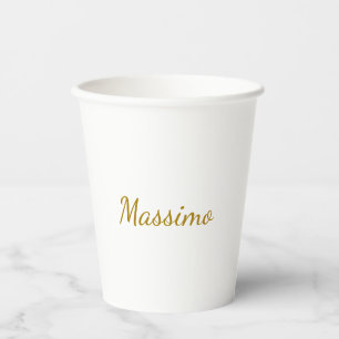 Gold Colour Calligraphy Elegant Plain Simple Name Paper Cups