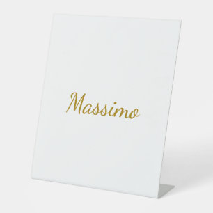 Gold Colour Calligraphy Elegant Plain Simple Name Pedestal Sign