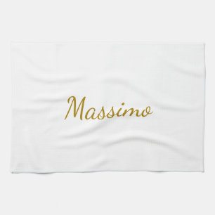 Gold Colour Calligraphy Elegant Plain Simple Name Tea Towel