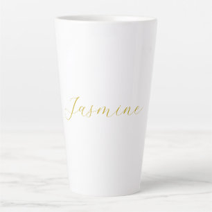 Gold Colour Calligraphy Professional Custom Name Latte Mug