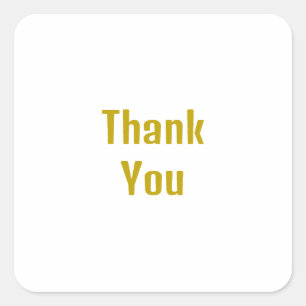 Gold Colour Calligraphy Professional Thank You Square Sticker