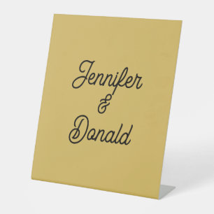Gold colour calligraphy trendy plain personal name pedestal sign