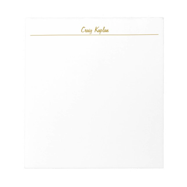 Gold Colour Calligraphy White Your Name Edit Custo Notepad (Front)