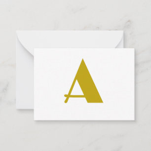 Gold Colour Custom Monogram Initial Letter Plain Card