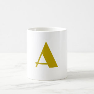 Gold Colour Custom Monogram Initial Letter Plain Coffee Mug