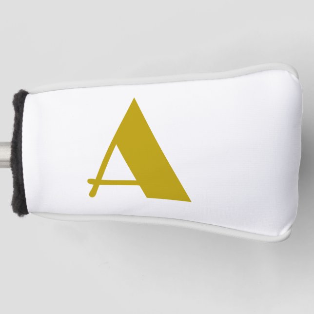 Gold Colour Custom Monogram Initial Letter Plain Golf Head Cover (Front)