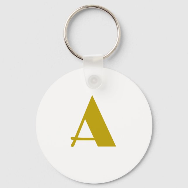 Gold Colour Custom Monogram Initial Letter Plain Key Ring (Front)