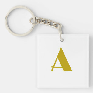 Gold Colour Custom Monogram Initial Letter Plain Key Ring