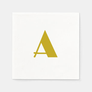Gold Colour Custom Monogram Initial Letter Plain Napkin