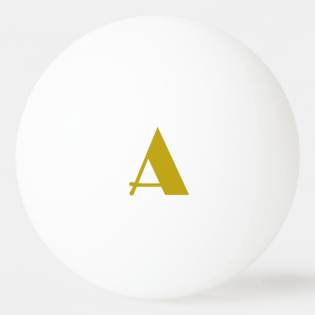 Gold Colour Custom Monogram Initial Letter Plain Ping Pong Ball (Front)