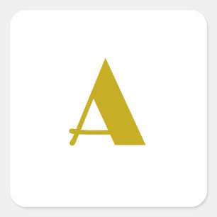 Gold Colour Custom Monogram Initial Letter Plain Square Sticker
