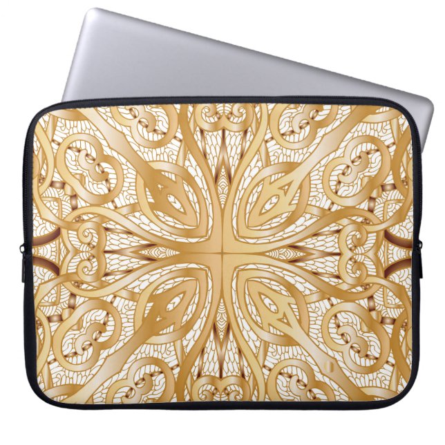 Gold colour, decorative seamless pattern. laptop sleeve (Front)