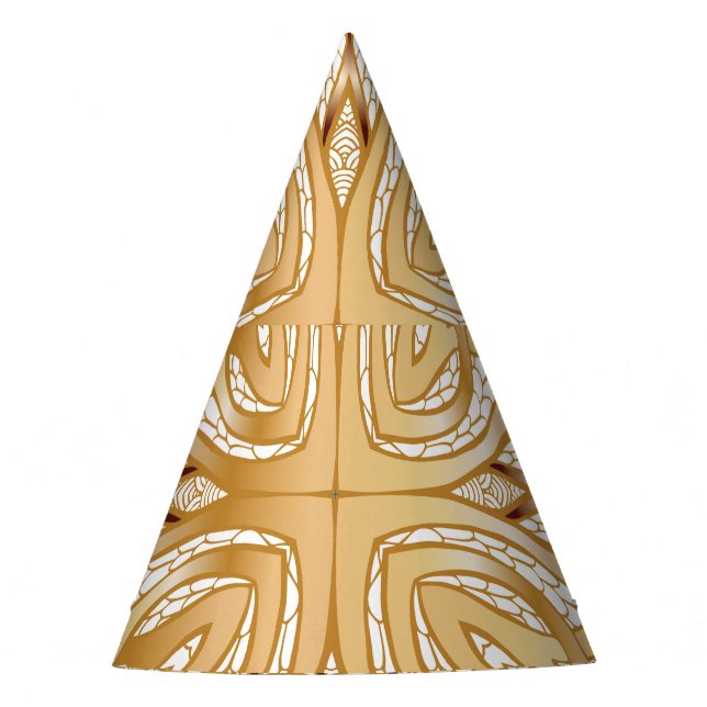 Gold colour, decorative seamless pattern. party hat (Front)