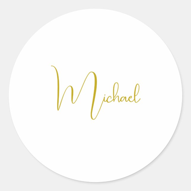 Gold Colour Elegant Stylish Trendy Unique Script Classic Round Sticker (Front)
