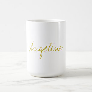 Gold Colour Elegant Stylish Trendy Unique Script Coffee Mug