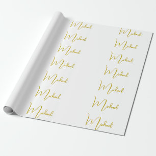 Gold Colour Elegant Stylish Trendy Unique Script Wrapping Paper