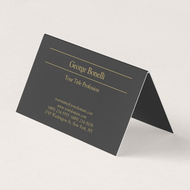 Gold Colour Grey Classical Personal Customise Chic Business Card (Front)