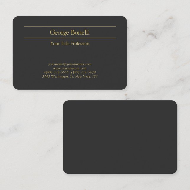 Gold Colour Grey Classical Personal Customise Chic Business Card (Front/Back)