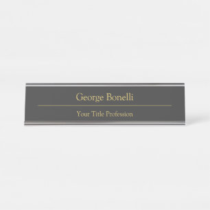 Gold Colour Grey Classical Personal Customise Chic Desk Name Plate