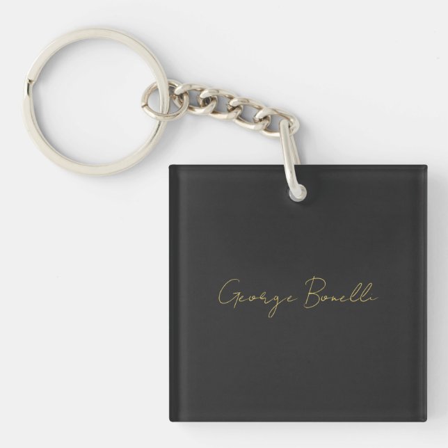 Gold Colour Grey Classical Personal Customise Chic Key Ring (Front)