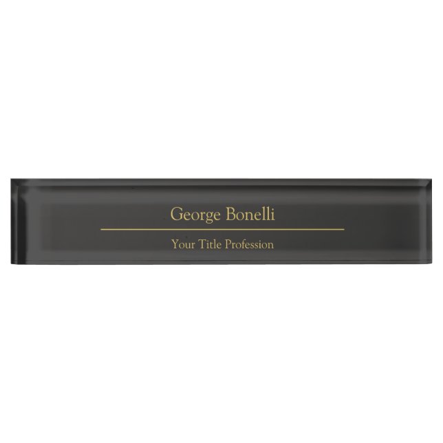 Gold Colour Grey Classical Personal Customise Chic Nameplate (Front)
